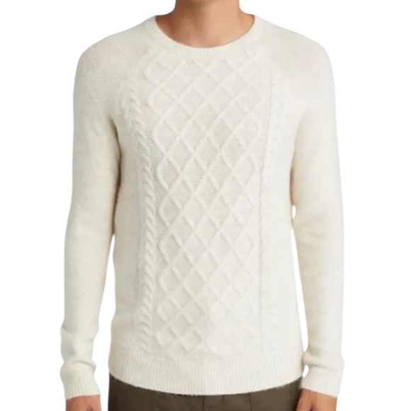 Treasure & Bond Cable Stitch Crewneck Sweater in Egret - Picture 1 of 6